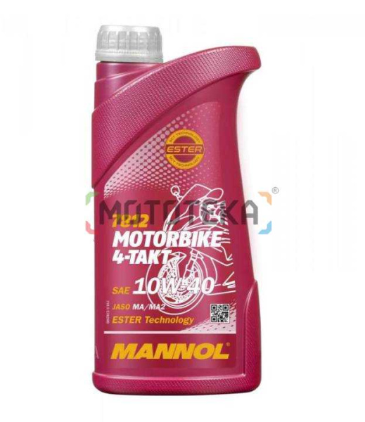 Масло моторное синтетическое 7812 MANNOL 4-TAKT MOTORBIKE 10W-40 1 л. (Metal) для мотоциклов 10W-40